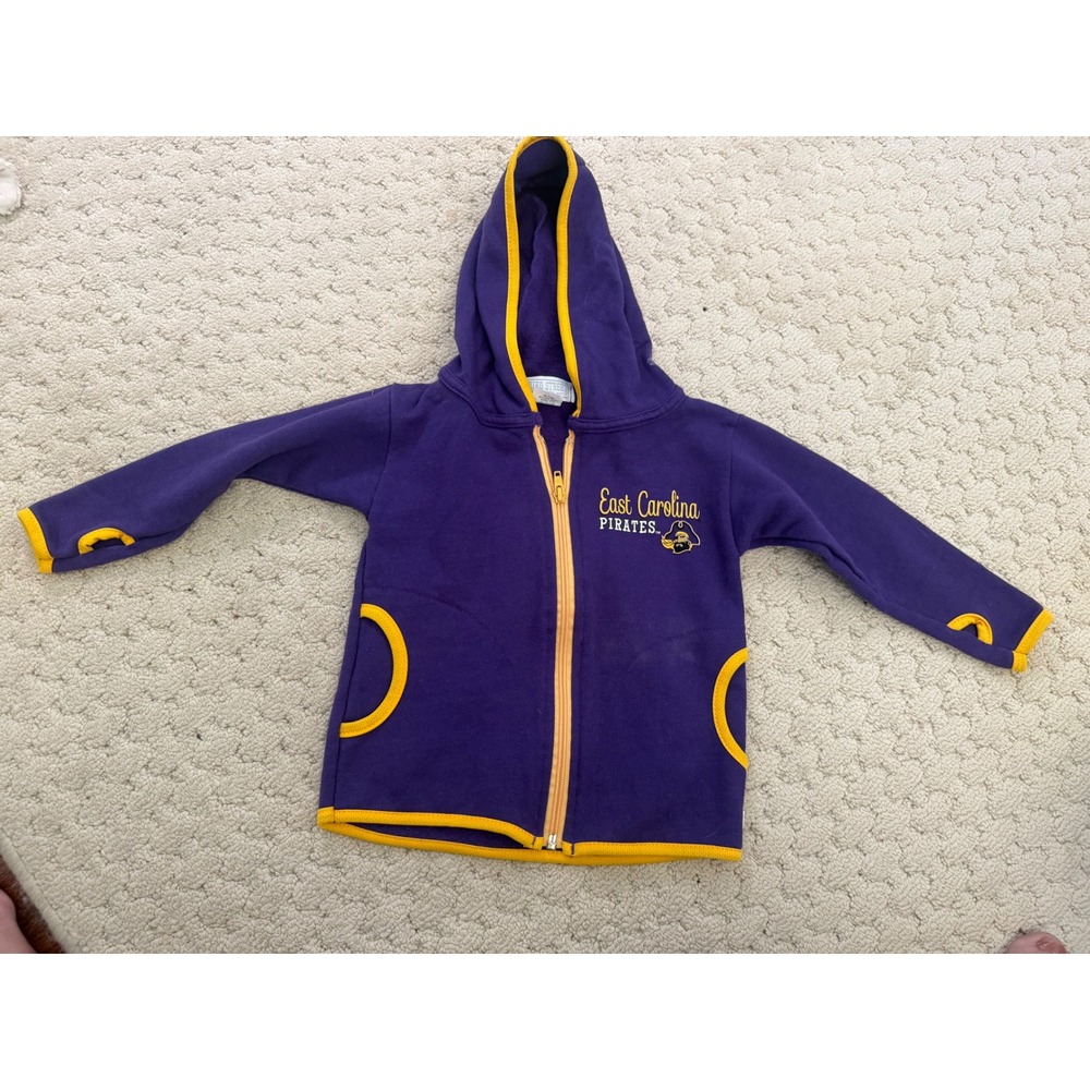 Third Street ECU East Carolina Pirates Toddler 2T Full Zip Hoodie Purple Gold